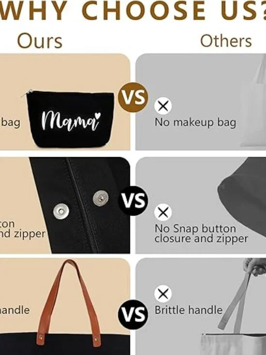 Mama Reusable Grocery Bags with Makeup Bag New Mom Gifts or ladies  and girls - Picture 3 of 9